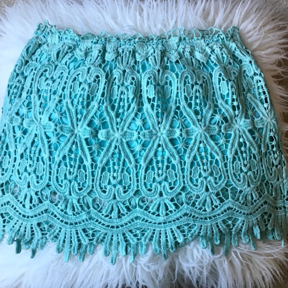 Oxford Circus | Lace Mint Skirt - Picture 1 of 5